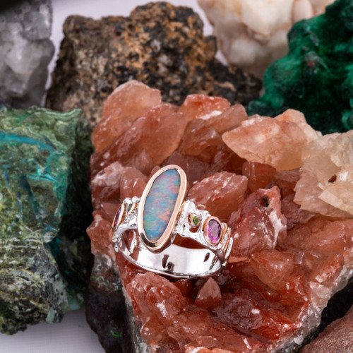 Celestial Bloom Sterling Silver Couture Opal Ring