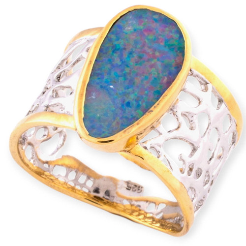 * Moonlit Meadow Sterling Silver Couture Opal Ring