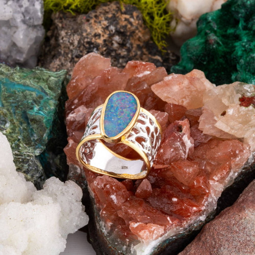 * Moonlit Meadow Sterling Silver Couture Opal Ring
