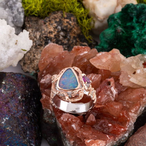 Aurora Flame Sterling Silver Couture Opal Ring