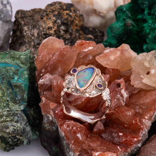 Geode Galaxy Sterling Silver Couture Opal Ring