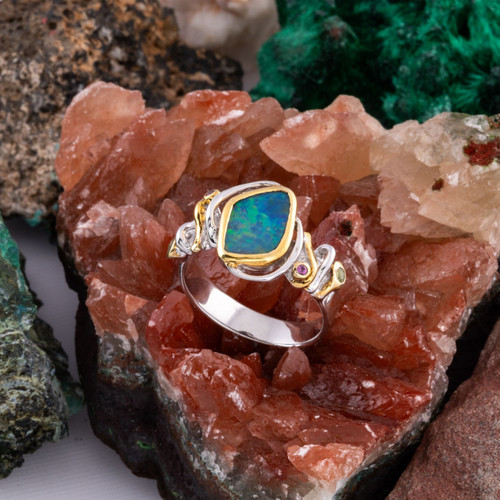 Tidal Song Crab Sterling Silver Couture Opal Ring