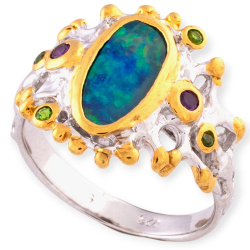 * 1 Starlight Echo Sterling Silver Couture Opal Ring