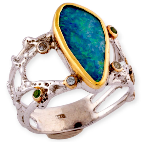 Nebula Song Sterling Silver Couture Opal Ring