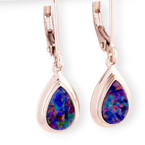 Aurora Dewdrop 14kt White Gold Drop Opal Earrings
