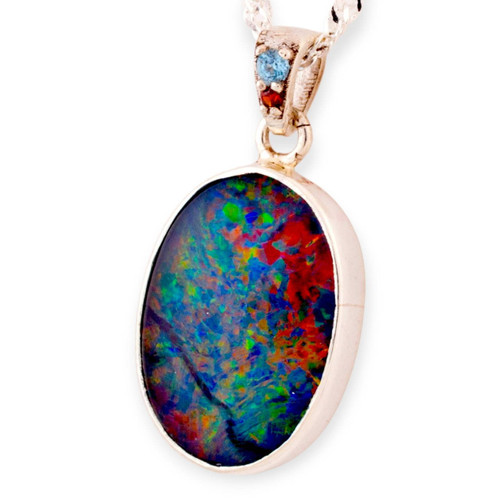 Aurora Radiance Couture Sterling Silver Opal Pendant