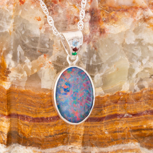 Vivid Prism Couture Sterling Silver Opal Pendant