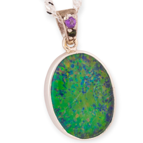 Radiant Harmony Couture Sterling Silver Opal Pendant