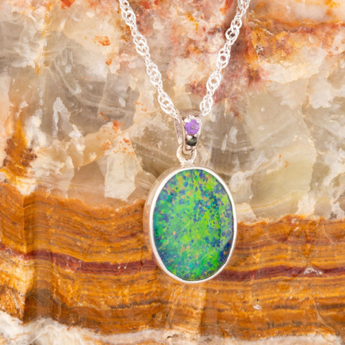 Radiant Harmony Couture Sterling Silver Opal Pendant