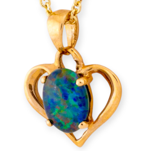 Golden Heartbeat 14kt Yellow Gold & Diamond Opal Pendant