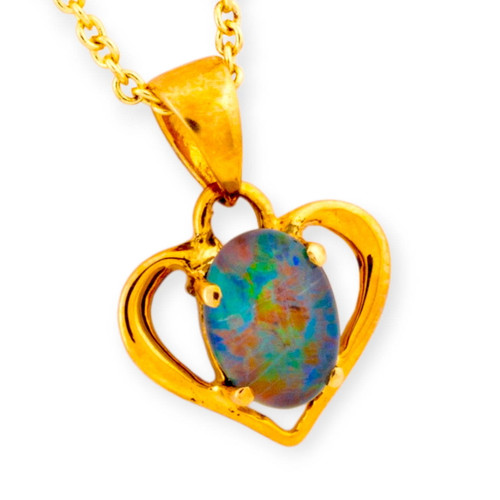 * A Solar Sweetheart 14kt Yellow Gold Opal Pendant