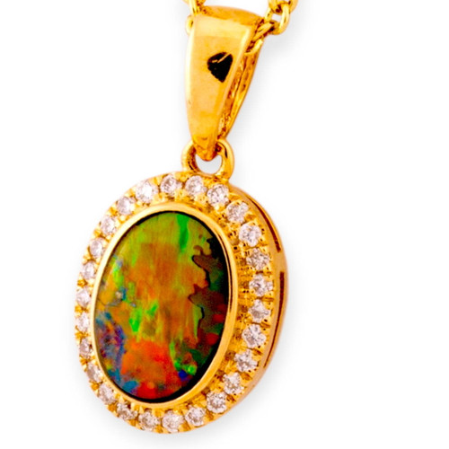 * Bright Solar Embrace Couture 14kt Gold & Diamond Opal Pendant