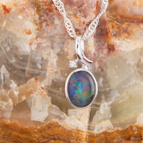 Celestial Passion 14kt Gold & Diamond Opal Pendant
