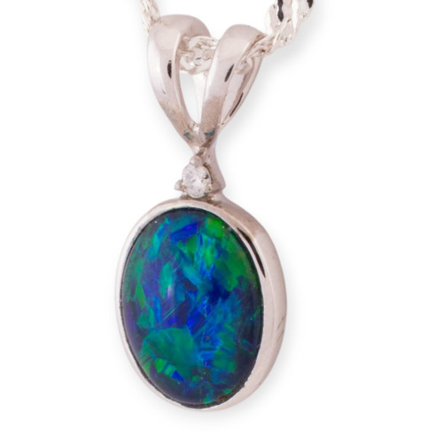 Golden Serenade 14KT White Gold Opal Pendant