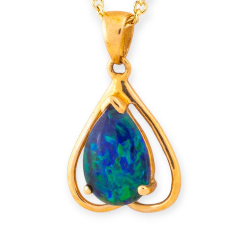 Solar Embrace 14kt Gold Opal Pendant