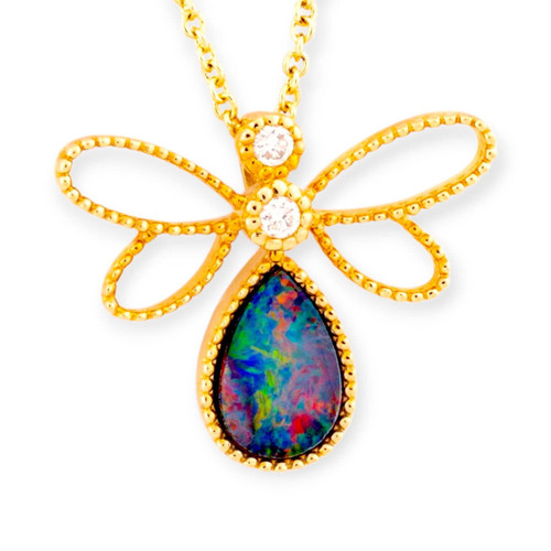* 1  Golden Butterfly 14kt Gold Opal Pendant