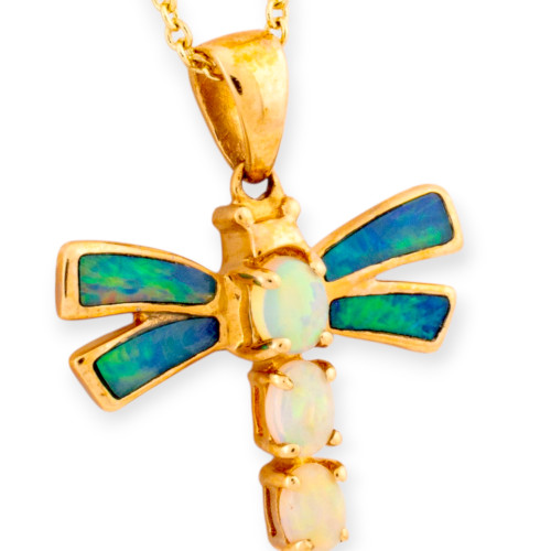 Golden Butterfly 14kt Gold Opal Pendant