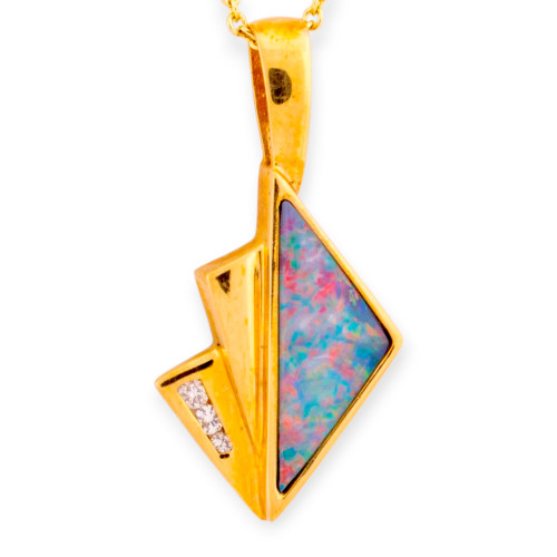 Swan Lake 14KT Gold & Diamond Opal Pendant