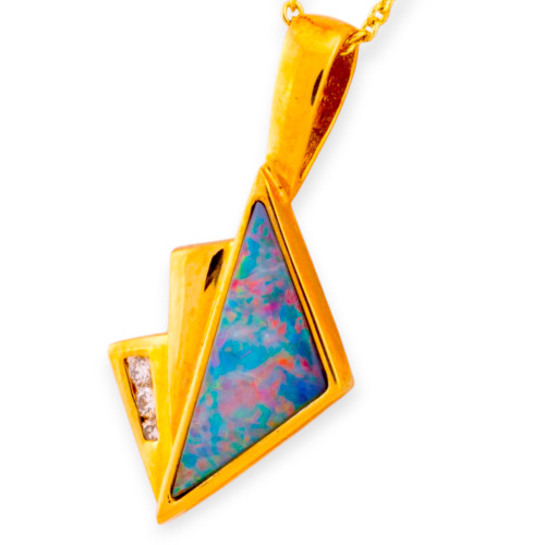 Swan Lake 14KT Gold & Diamond Opal Pendant