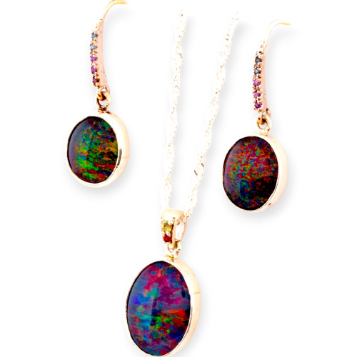 Radiant R 14KT Gold & Diamond Opal Pendant