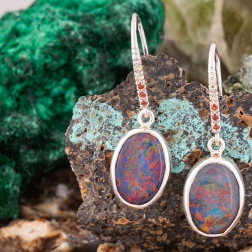 Radiant Cascade Sterling Silver Opal Earrings