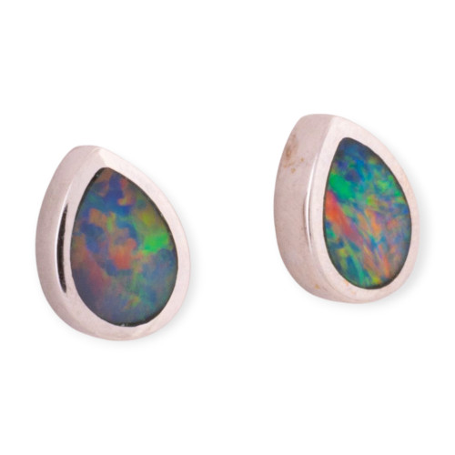 Aurora Veil 14KT Gold Opal Stud Earrings