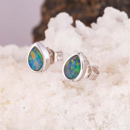 Aurora Veil 14KT Gold Opal Stud Earrings