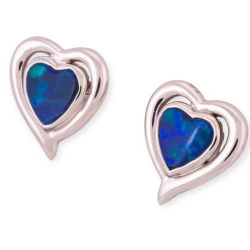 Love's Dream 14KT Gold Heart Shaped Opal Earrings