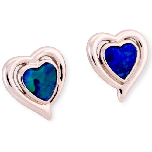 * Love's Dream 14KT Gold Heart Shaped Opal Earrings