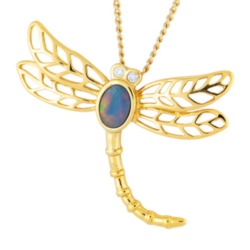 Eternal Spectrum Yellow Gold Plated Opal Pendant