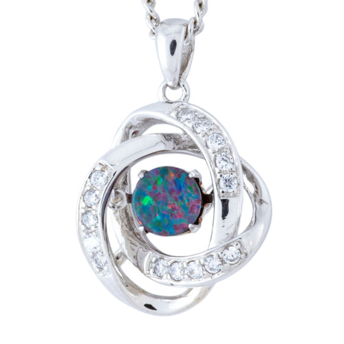 Nebula Cascade Sterling Silver Opal Pendant