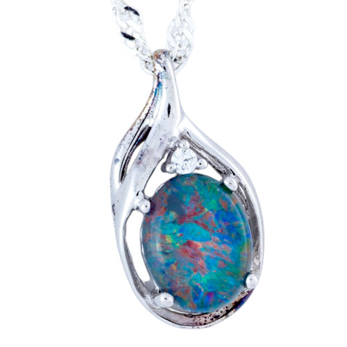Starlight Echo Sterling Silver Opal Pendant