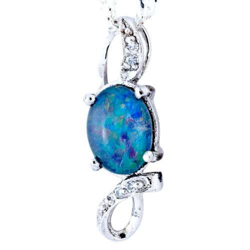 Rainbow Mist Sterling Silver Opal Pendant