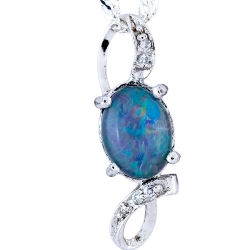 Rainbow Mist Sterling Silver Opal Pendant