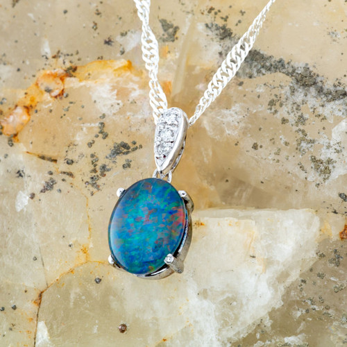Sunset Horizon Sterling Silver Opal Pendant