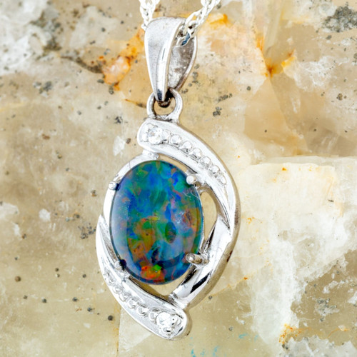 Tropical Reef Sterling Silver Opal Pendant