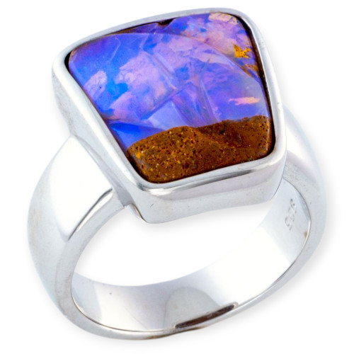 Aurora Dream Boulder Opal Ring