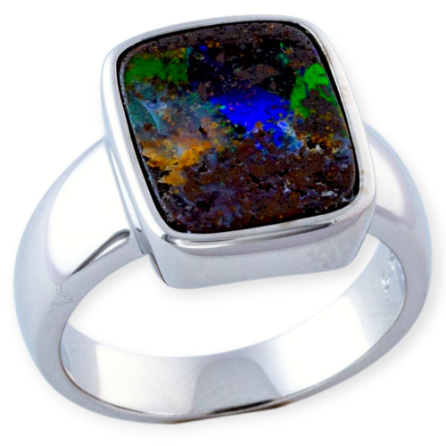 Prismatic Horizon Boulder Opal Ring