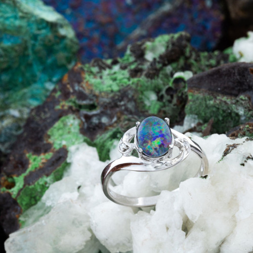 Aquatic Glow Sterling Silver  Australian Opal Ring