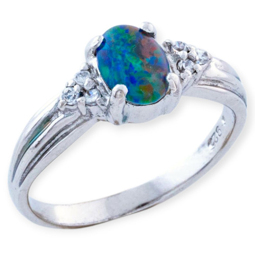 Azure Horizon Sterling Silver  Australian Opal Ring