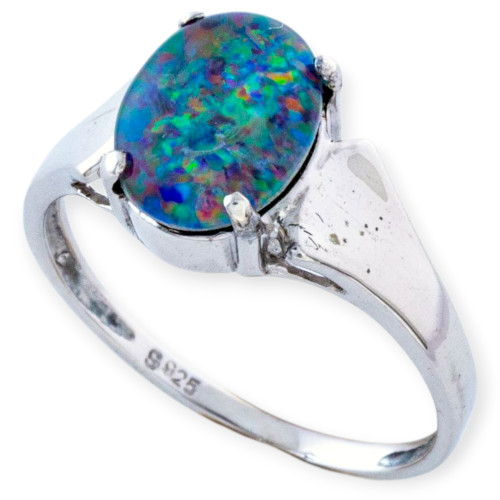 Oceanic Radiance Sterling Silver  Australian Opal Ring