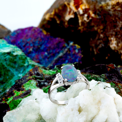Aqua Mirage Sterling Silver  Australian Opal Ring
