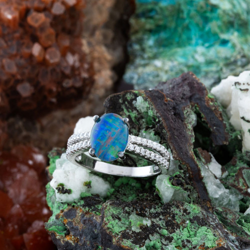 Marine Majesty Sterling Silver  Australian Opal Ring