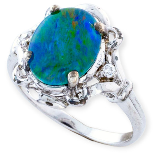 Lagoon Glow Sterling Silver  Australian Opal Ring