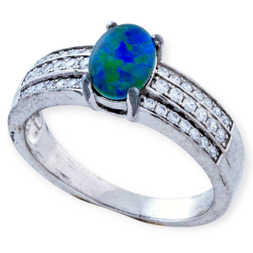 Ocean Serenity Sterling Silver  Australian Opal Ring