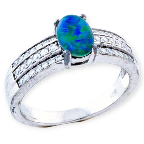 * Ocean Serenity Sterling Silver  Australian Opal Ring
