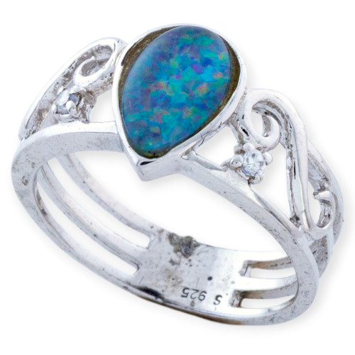 Radiant Spectrum Sterling Silver  Australian Opal Ring