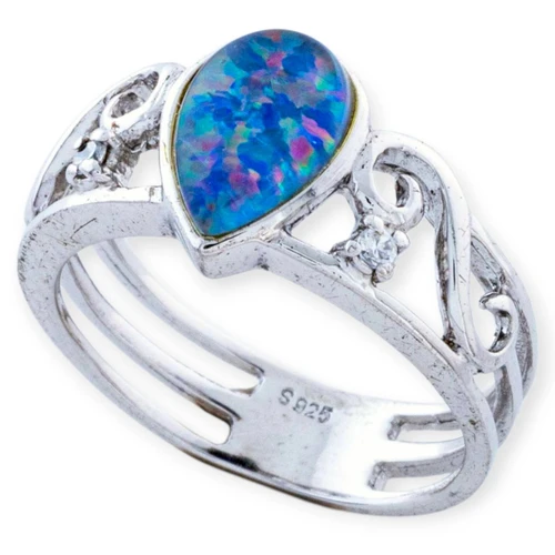 * 1 Spectrum Flame Sterling Silver  Australian Opal Ring