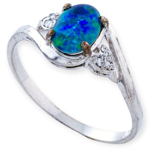Rainbow Ember Sterling Silver Australian Opal Ring