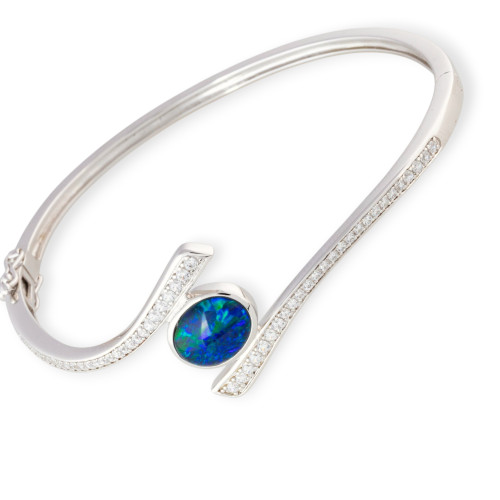 Ocean Glow Sterling Silver Australian Opal Bracelet